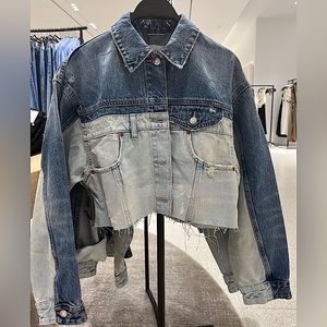Zara Patchwork Distressed Denim Jacket Size XL - WORN ONCE